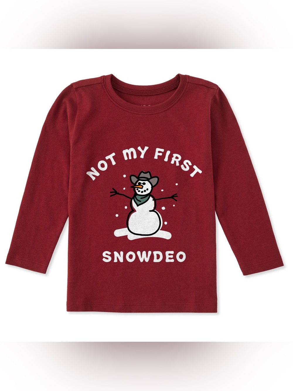 NWT 4T Life Is Good Maroon Red Snowman 'Not My First Snowdeo' Long-Sleeve Tee